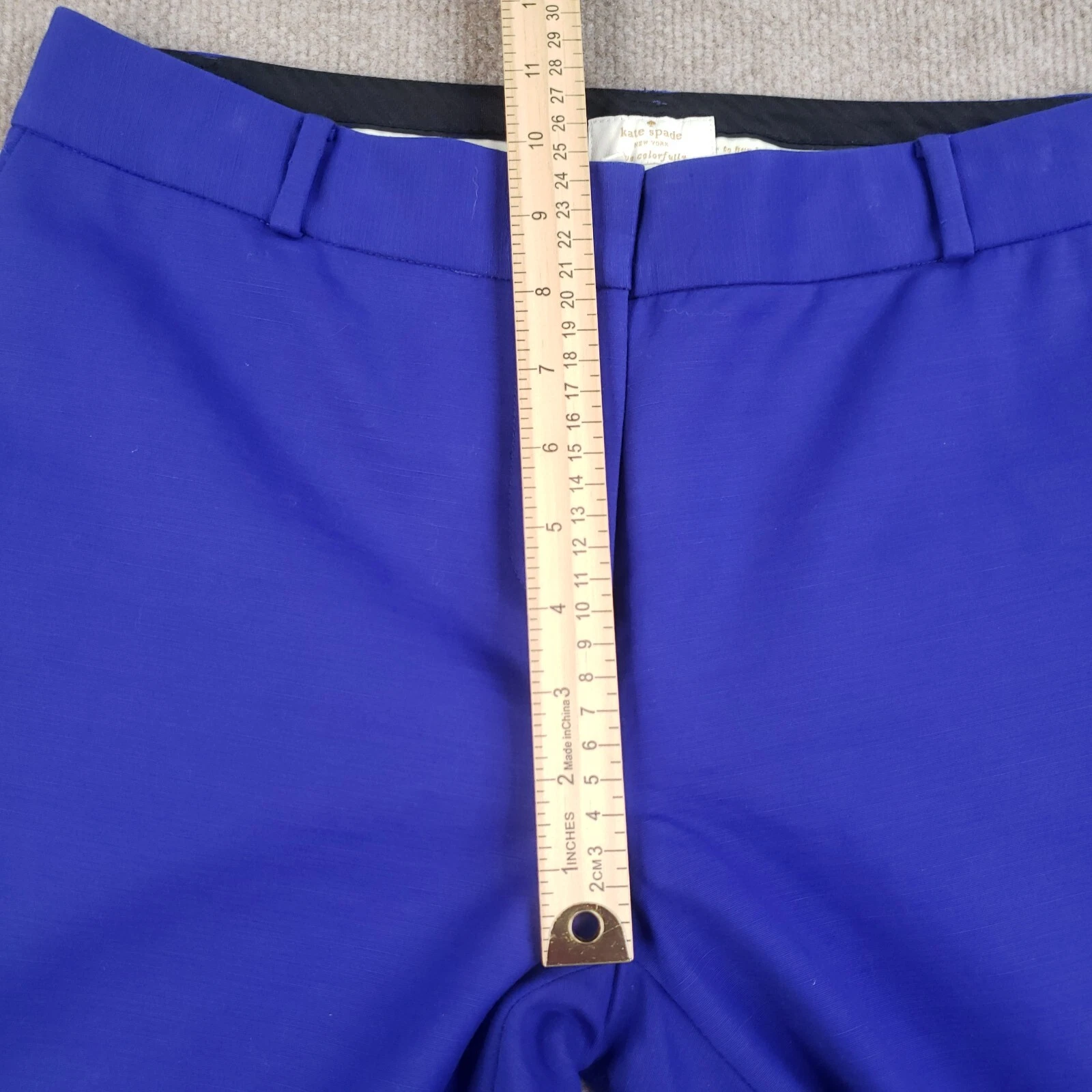 Kate Spade Vestito Pantalone Donna Taglia 8 Blu Live Colorato Gamba Dritta Elasticizzato
