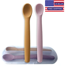 Silicone Baby Feeding Spoons, Easy Grip, High Quality 4Pcs