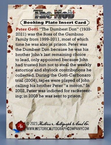 Peter Gotti 2023 Historic Autographs The Mob 2 Booking Plate - Picture 3 of 3