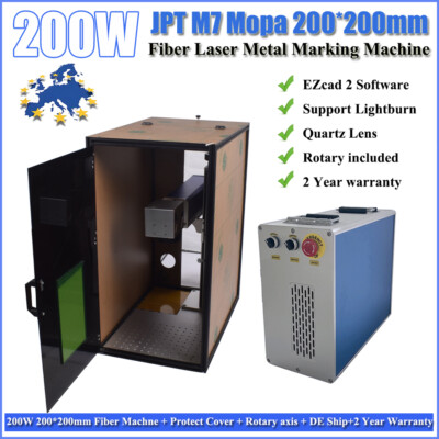 200W JPT M7 Mopa Fiber Laser Marking Machine Support Lightburn & Protect Cover