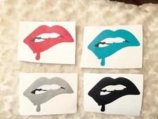 4 Lip Bite Red Lipstick Makeup Decal Car Phone Sticker Yeti Mug Glass Decal Sale