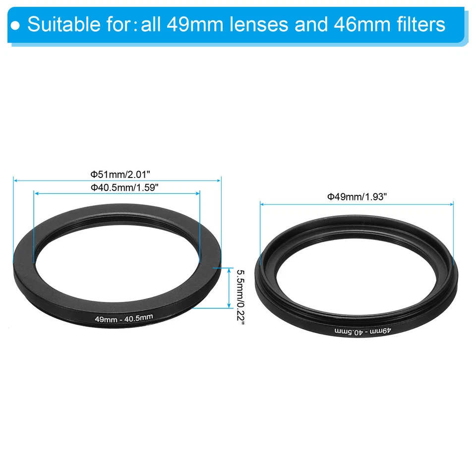 49mm-40.5mm Metal Step Down Ring Camera Lens Filter Adapter Ring Aluminum Filter - Image 2 of 4