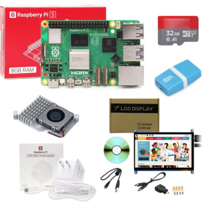Raspberry Pi 5 2gb 4gb 8gb Starter Kit Touch Screen Power Supply Active Cooler