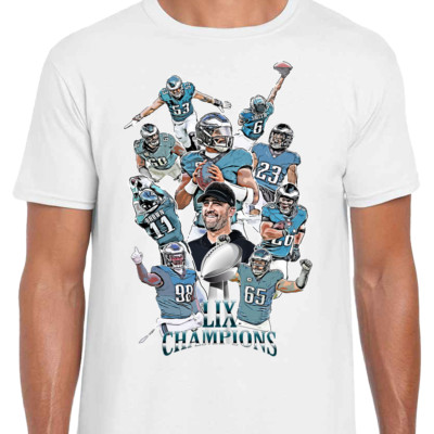 Eagles Champions LIX 2025 Vector Heroes Kinder T-Shirt 1-14 Jahre Philadelphia