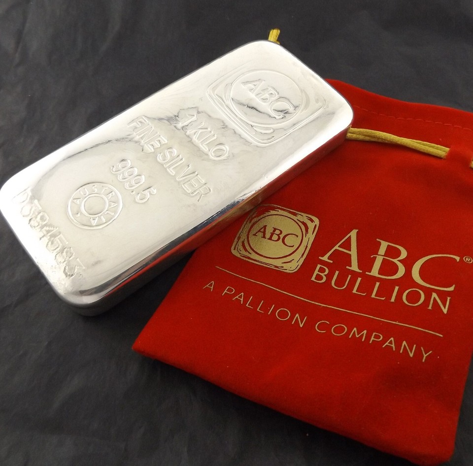 999.5 Silver 1 Kilo ABC Mint Investor Bullion Ingot Bar With