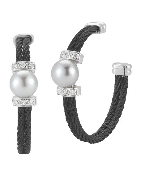 Brincos de argola de aço inoxidável Pérola Fashion