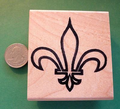 Large Fill-In Fleur de Lis, Wood Mounted Rubber Stamp - Shrinky-Dinks