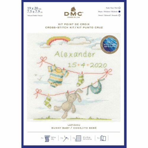 DMC BUNNY BABY Counted Cross Stitch Kit 19 x 20cm, 14ct Aida, BK1880 - Picture 1 of 1