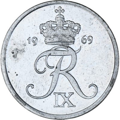 [#1025367] Coin, Denmark, Frederik IX, 2 Öre, 1969, Copenhagen, EF ...