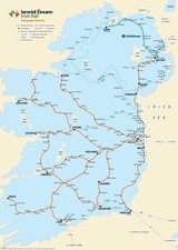 EIRE TRAIN MAP (RAIL PASSENGER NETWORK) 2025 with TT refs - Print Your Own.