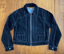 Womens Lee Jeans Zip Front Trucker Jacket Blue Long Sleeves Suede Like Size L/m