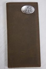 ZEP-PRO Alabama Crimson Tide Roper CRAZY HORSE Leather Wallet BURLAP Gift BAG