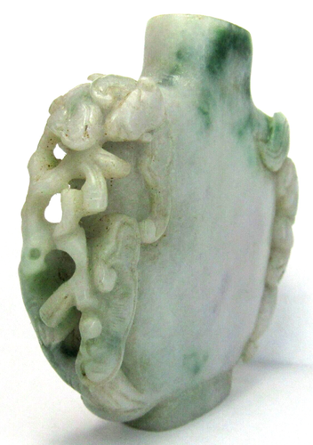 Chinese Carved DRAGON TENDRIL VINE JADE JADEITE Snuff Bottle ANTIQUE - Picture 8 of 24