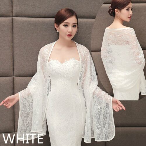 Bride Bridal Lace Shrug Bolero Cape Wrap Shawl Poncho Capelet Tippet Wedding - Picture 1 of 33