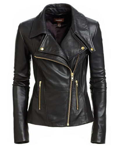 New Women's Black Slim Fit Biker Style 