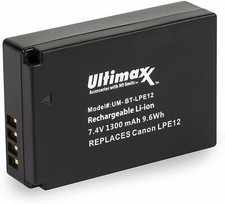ULTIMAXX Replacement Battery for Canon LPE12 - 1300mah