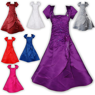 Satin Brautjungfernkleid Blumenmädchen Kleid mit Bolero in 8 Farben 2-13 Jahre