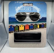 Kirkland Signature Costco KS17 M50 Polarized Gunmetal Aviator Sunglasses NWT