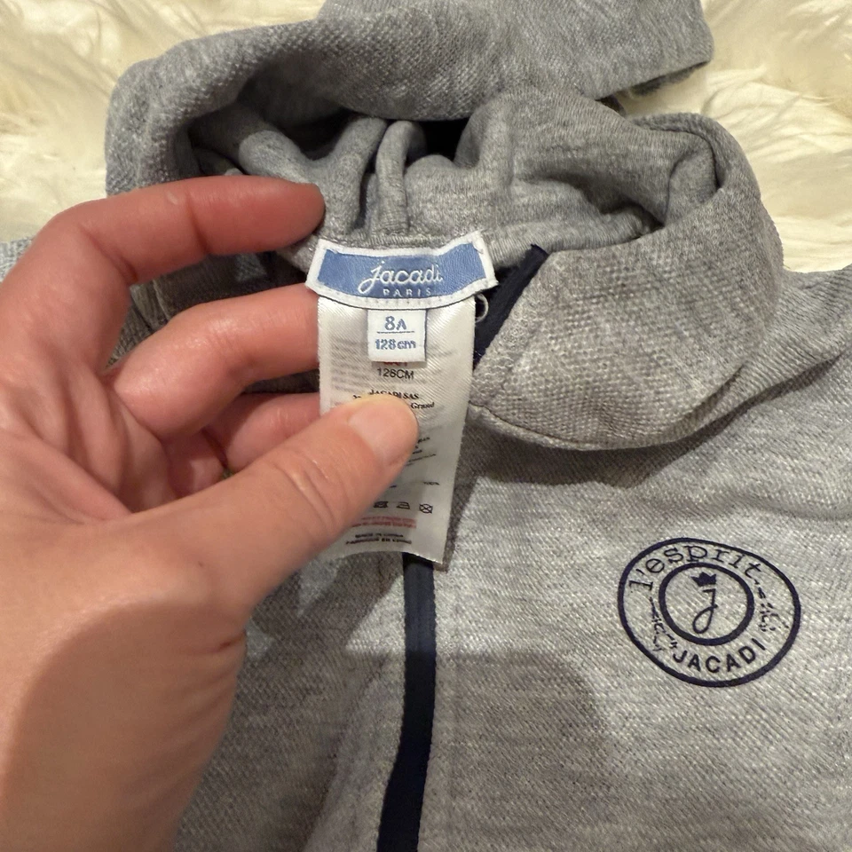 Sudadera con capucha gris con cremallera Jacadi para niños talla 8 Foto 4 de 4