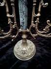 French Empire Style 3 Arm Candelabra Brass Tone Blue Column Napoleon III Revival — photo 2