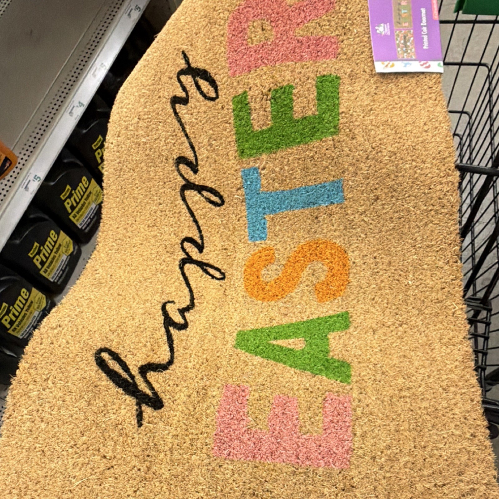 Happy Easter Multicolor Coir Door Mat Rectangle Modern Holiday Porch