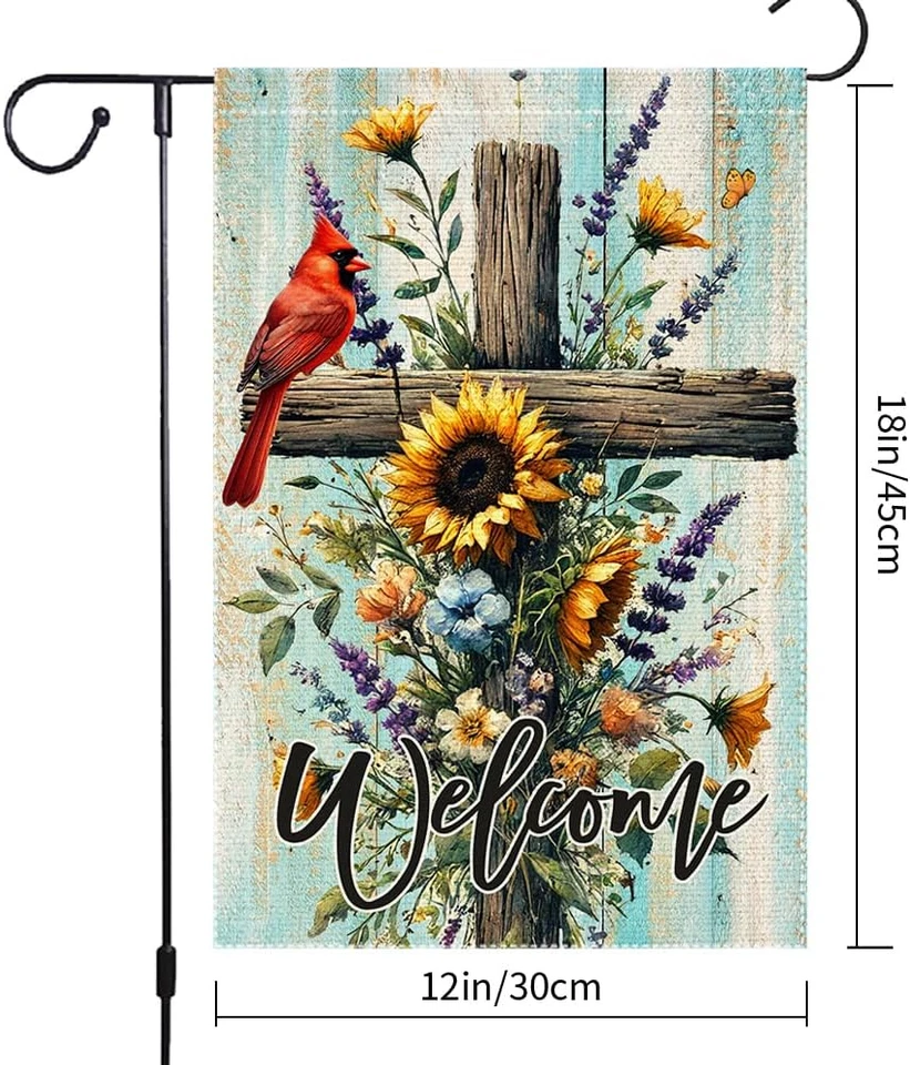 Spring Cardinal Garden Flag 12X18 Inch Double Sided Burlap Decoration Religious - Image 3 of 4