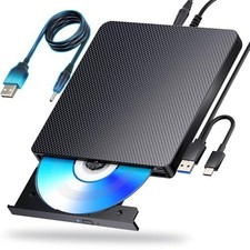 External Blu-ray Drive CD/DVD Player USB-A Type-C Black Age 13 