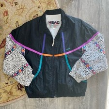Vintage 1990s HEAD Abstract Cotton Lined Nylon Windbreaker Jacket Size Medium