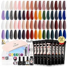 Morovan Poly Nail Gel Kit: 32 Colors Classics Tones Complete Multicolor 