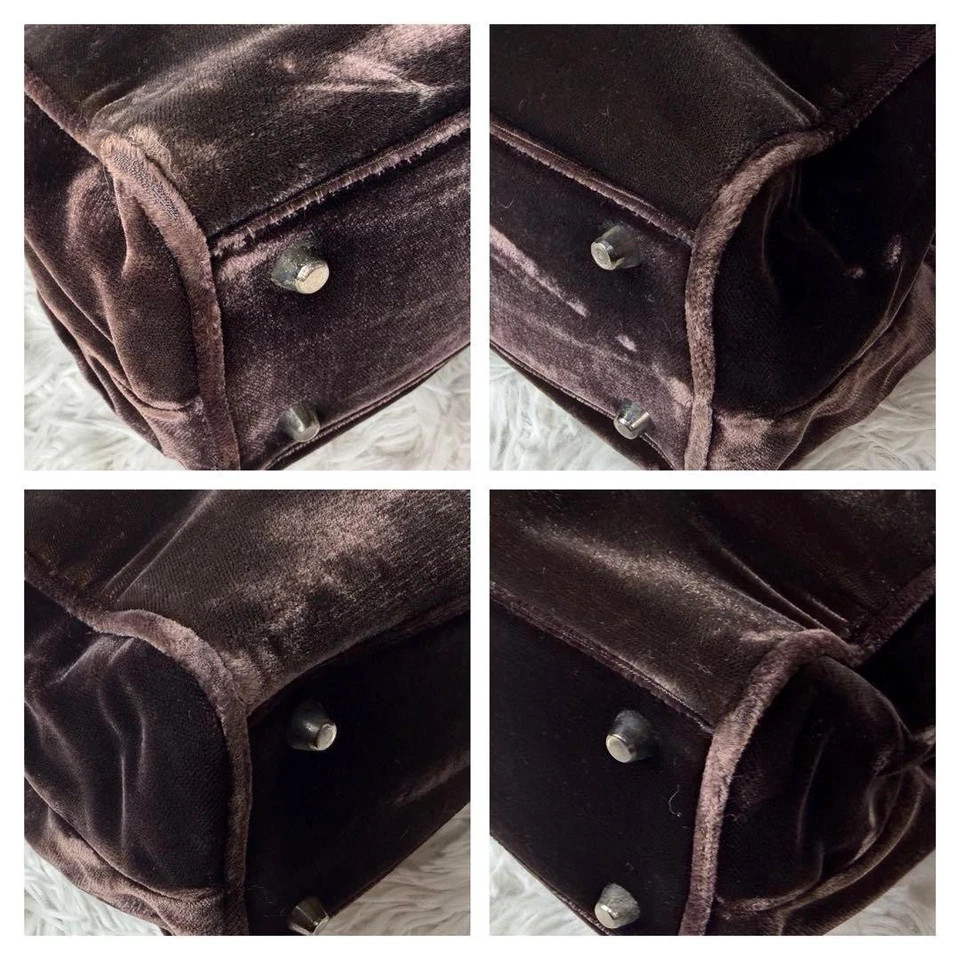PRADA FW1997 Vintage Velvet Gummy Bag Brown Unisex Rare Authentic japan thumbnail 5