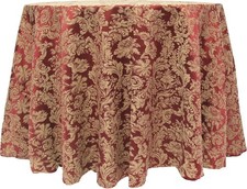 5 Pack- Miranda 72-Inch Round Damask Tablecloth - Jacquard Weave, Bordeaux
