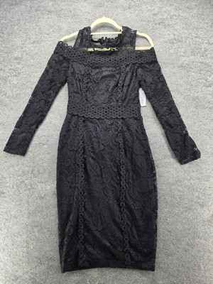 knee length dresses for ladies Tyra Lace Mini Dress with Statement Sleeves in Black – Bisou Bisou