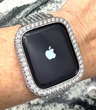 44mm white gold Lab Diamond Apple Watch case Apple Watch cover Apple Watch bling