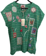 Johnny Was French Garden Green Stripe Embroid...