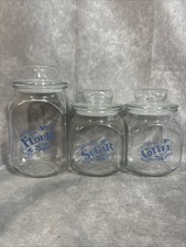 Anchor Hocking Vtg Flour Sugar Coffee Vintage Glass Cannisters NOS No Box