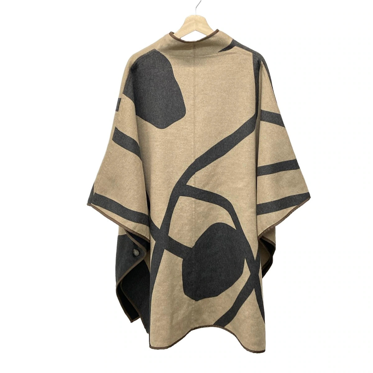 AMERI - Beige Dark Gray Dark Brown Women's Poncho - image 2