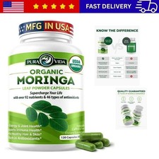 Pura Vida Moringa Organic Moringa Capsules Pure Moringa Leaf Powder Single Orig