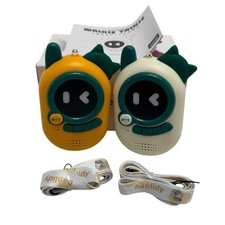 New Walkie-Talkie Pair in Yellow  Cream Toy for young kids with lanyards