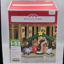 New 7 FT Long Light Up Christmas Inflatable Nativity Set Christmas Outdoor Scene