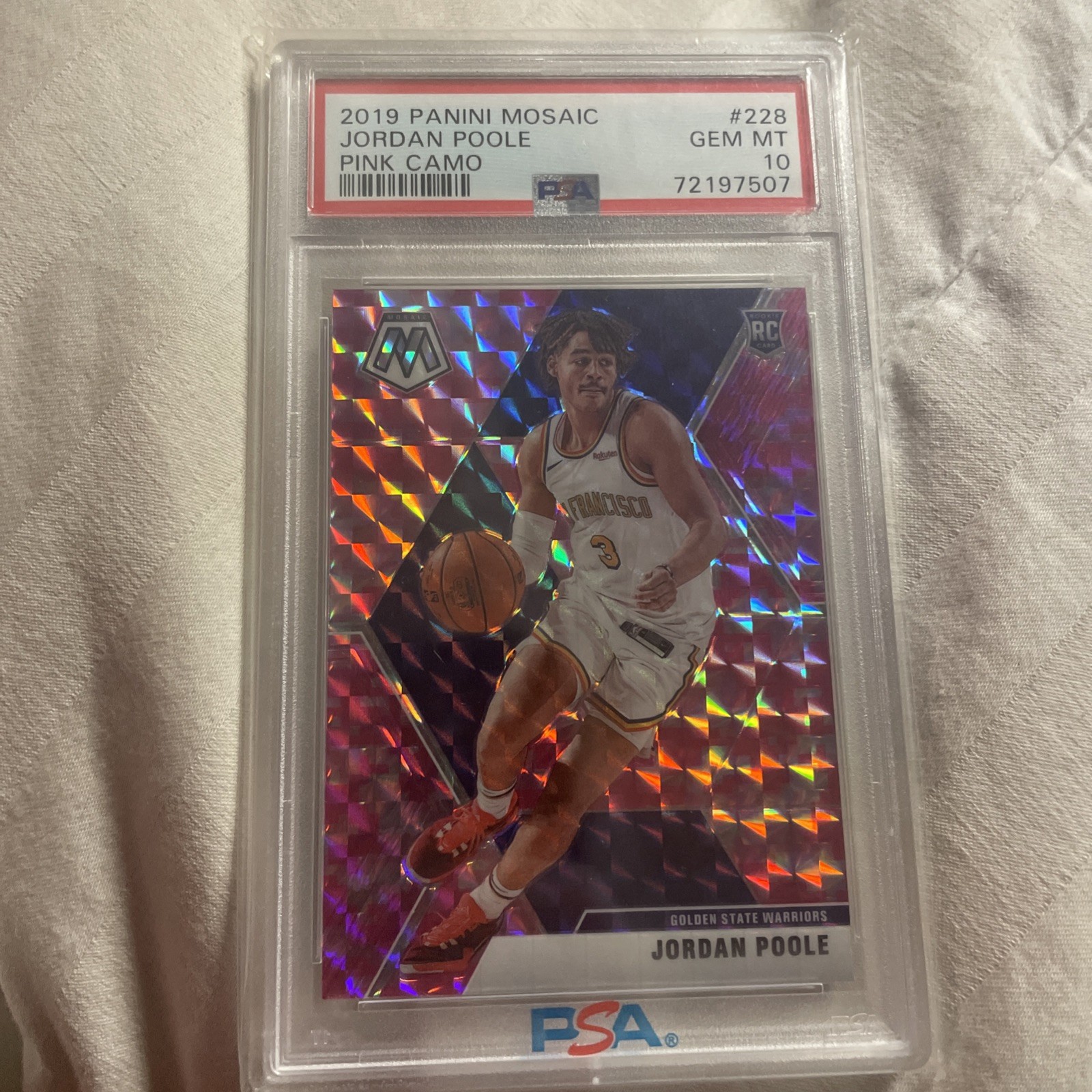 2019-20 Panini Mosaic - Rookies Jordan Poole #228 Pink Camo Prizm (RC)