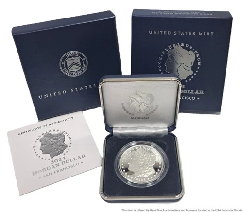 2024 S San Francisco Proof Morgan Silver 999 $1 Dollar Coin w Box and COA