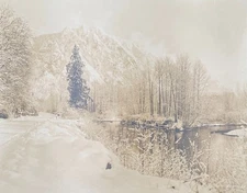 Vintage Black and White Kinsey 11x14 Photo Print, Mount Si, Snoqualmie River WA