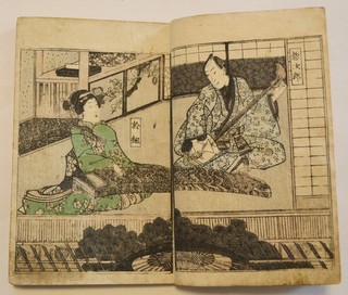 19c Japan Original Antique Old Woodblock Print Book Geisha Art by Yoshitora