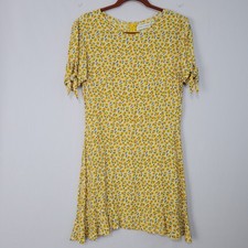 Faithfull The Brand Daphne Marguerite Mini Dress size 6 Yellow Floral Cottage
