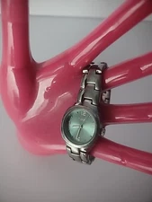 Vintage Timex Wristwatch Watch Silver Tone Blue Dial Silver Tone Band Jewelry