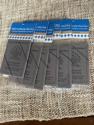 BATH & BODY WORKS MAHOGANY TEAKWOOD Hanging Fragrance Diffuser Freshener Bath Body Works 6 Pack