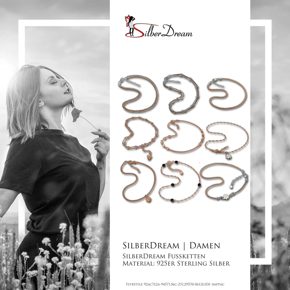 Silberdream Designwahl Fußketten 23cm fino A 27cm 925 Argento 333 Oro SDF2900EX - Immagine 2 di 4