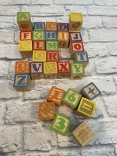Wooden ABC Blocks 2 X 2 Alphabet Learning Education Numbers Upper  Lower Case