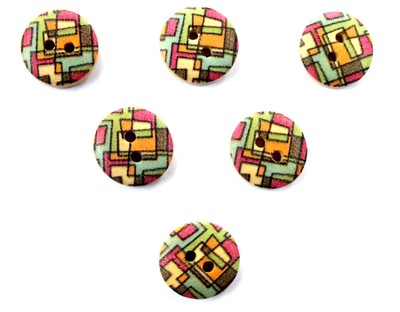 Lot De 6 Boutons En Bois Motif Fleur - Diamètre 25 Mm, Fabrication Française - Neuf