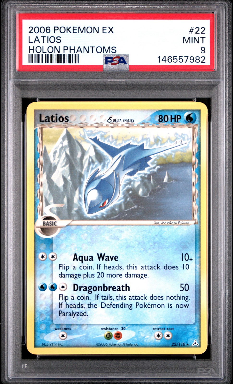 2006 POKEMON EX HOLON PHANTOMS #22 LATIOS PSA 9
